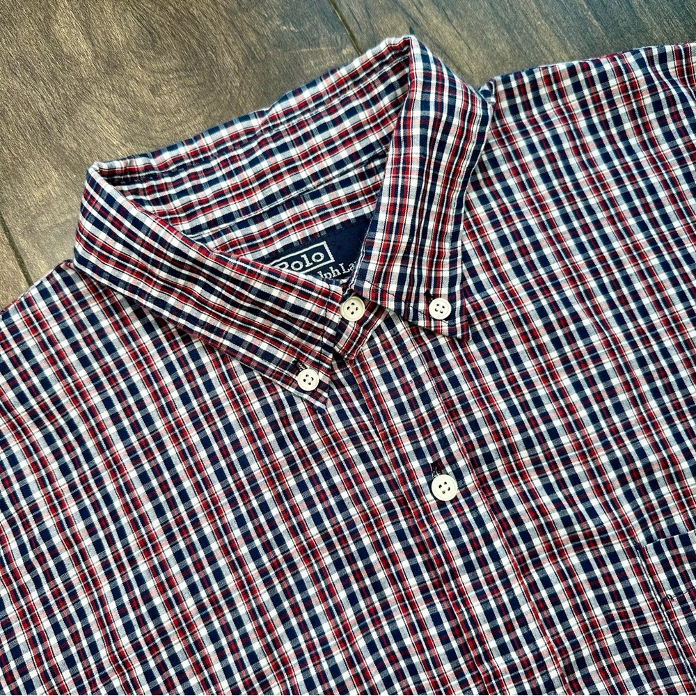 Vintage Polo Ralph Lauren Plaid Shirt Mens Large - Short Sleeve Button Down Y2K